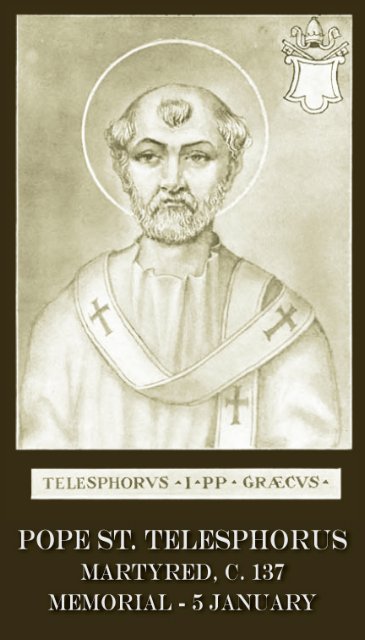 Pope St. Telesphorus Holy Card